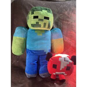 Minecraft Zombie 8” Inch Plush Figure Mattel&2013 Mojang Minecraft BabyMooshrooM